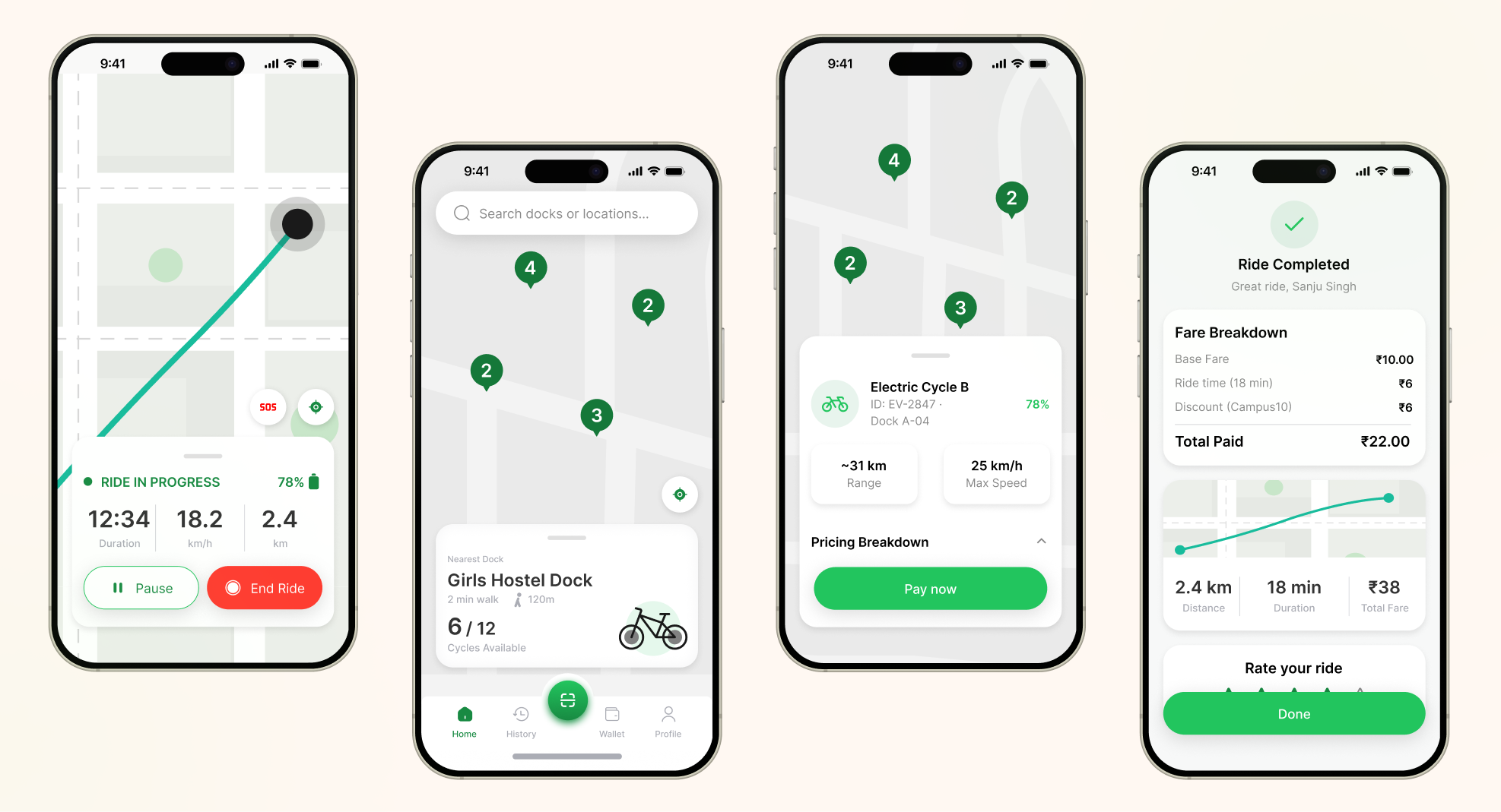 Velo App Screens